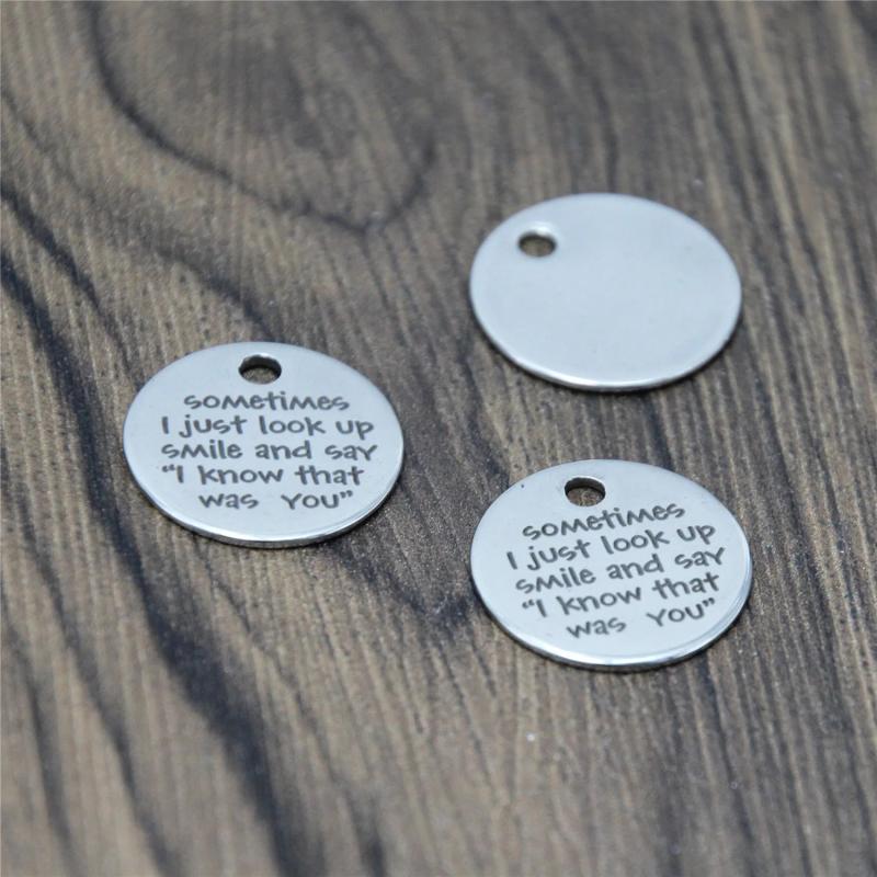 10pcs/lot Disc Charm Stainless Steel Memorial Pendant 20mm