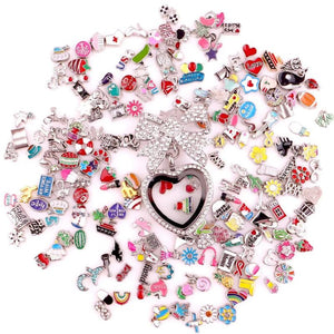 40Pcs/Lot Mix Heart Love Flower Floating Charms Random Animal Moon Star