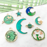 Retro Moon Star Enamel Charm DIY Jewelry Making