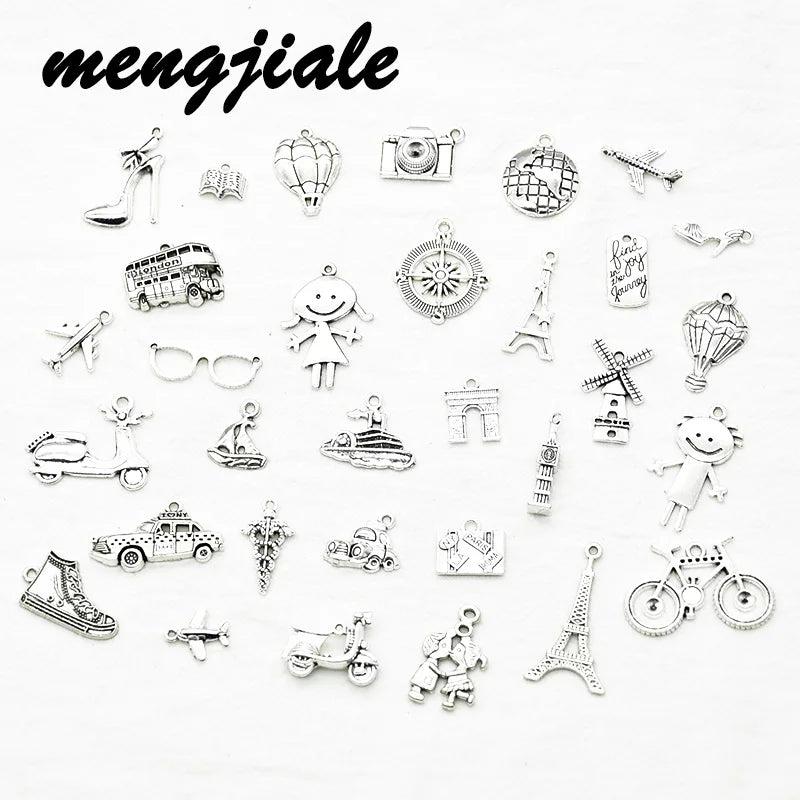 32pcs Travel Charms Boat Airplane Bike Car Pendants  DIY Jewelry Making