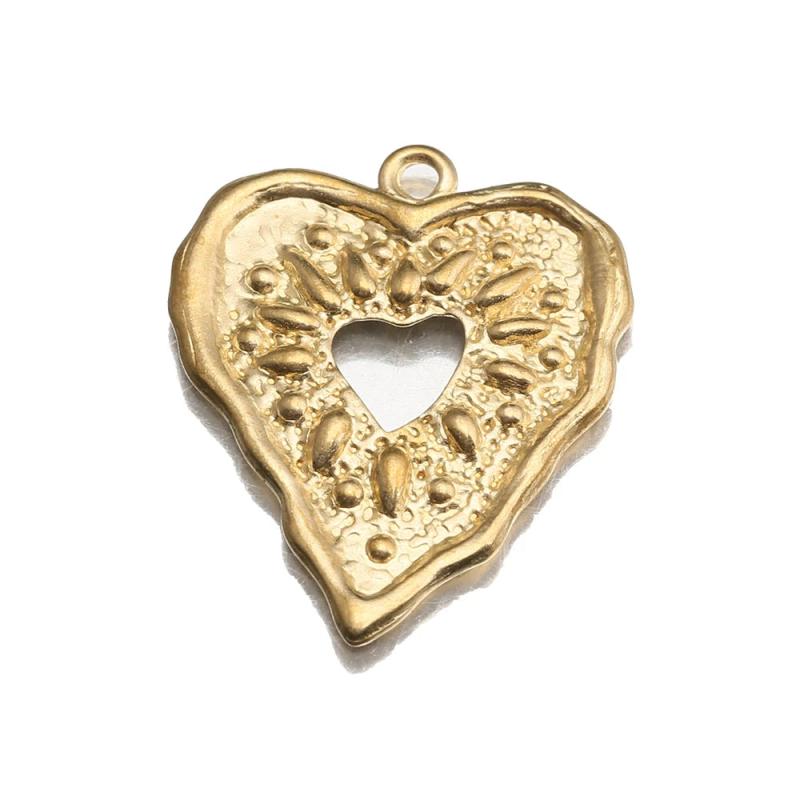 20Pcs Raw Brass Hammered Hollow Heart Charms for DIY Jewelry Making
