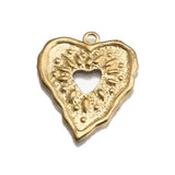 20Pcs Raw Brass Hammered Hollow Heart Charms for DIY Jewelry Making