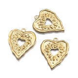 20Pcs Raw Brass Hammered Hollow Heart Charms for DIY Jewelry Making