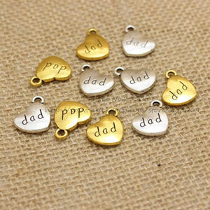 (30 pieces/lot) 14*17mm Engraved Dad Heart Charm Jewelry Findings