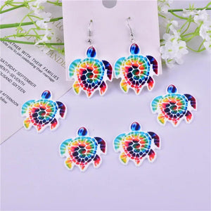 10pcs Rainbow Tortoise Arcylic Charms for Earring Making
