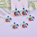10pcs Rainbow Tortoise Arcylic Charms for Earring Making