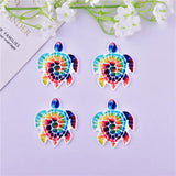 10pcs Rainbow Tortoise Arcylic Charms for Earring Making