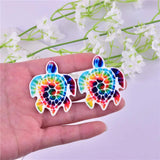 10pcs Rainbow Tortoise Arcylic Charms for Earring Making