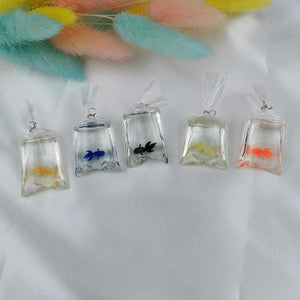 10pcs Resin Goldfish Charms in Water Bag - DIY Jewelry Pendant Keychain