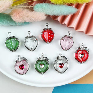 Apeur 10pcs Resin Cherry Strawberry Charms Fruits Pendants Earrings Pen