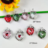 Apeur 10pcs Resin Cherry Strawberry Charms Fruits Pendants Earrings Pen