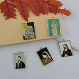 10pcs Enamel Oil Painting Metal Charms DIY Earring Art Pendant 17*25mm