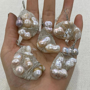 Resin Crystal Inlaid Pearl Pendant Charm DIY Necklace Accessory