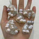 Resin Crystal Inlaid Pearl Pendant Charm DIY Necklace Accessory