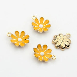 20pcs 18mm Zinc Alloy Mini Enamel Daisy Flowers Charms DIY Earrings Making