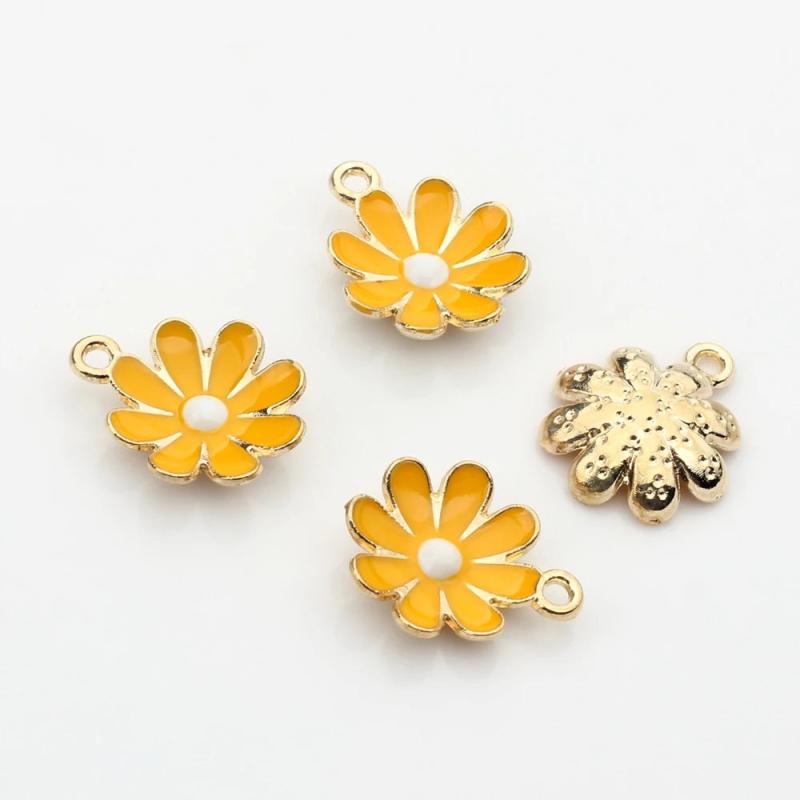 20pcs 18mm Zinc Alloy Mini Enamel Daisy Flowers Charms DIY Earrings Making