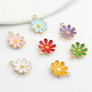 20pcs 18mm Zinc Alloy Mini Enamel Daisy Flowers Charms DIY Earrings Making