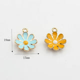 20pcs 18mm Zinc Alloy Mini Enamel Daisy Flowers Charms DIY Earrings Making