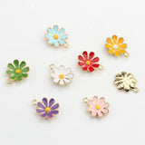 20pcs 18mm Zinc Alloy Mini Enamel Daisy Flowers Charms DIY Earrings Making