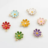 20pcs 18mm Zinc Alloy Mini Enamel Daisy Flowers Charms DIY Earrings Making