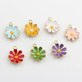 20pcs 18mm Zinc Alloy Mini Enamel Daisy Flowers Charms DIY Earrings Making