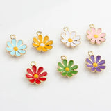 20pcs 18mm Zinc Alloy Mini Enamel Daisy Flowers Charms DIY Earrings Making