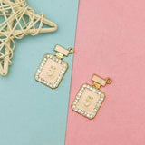 10pcs Rhinestone Perfume Bottle Enamel Charms Metal Pendants