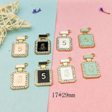 10pcs Rhinestone Perfume Bottle Enamel Charms Metal Pendants