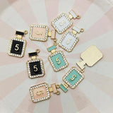 10pcs Rhinestone Perfume Bottle Enamel Charms Metal Pendants