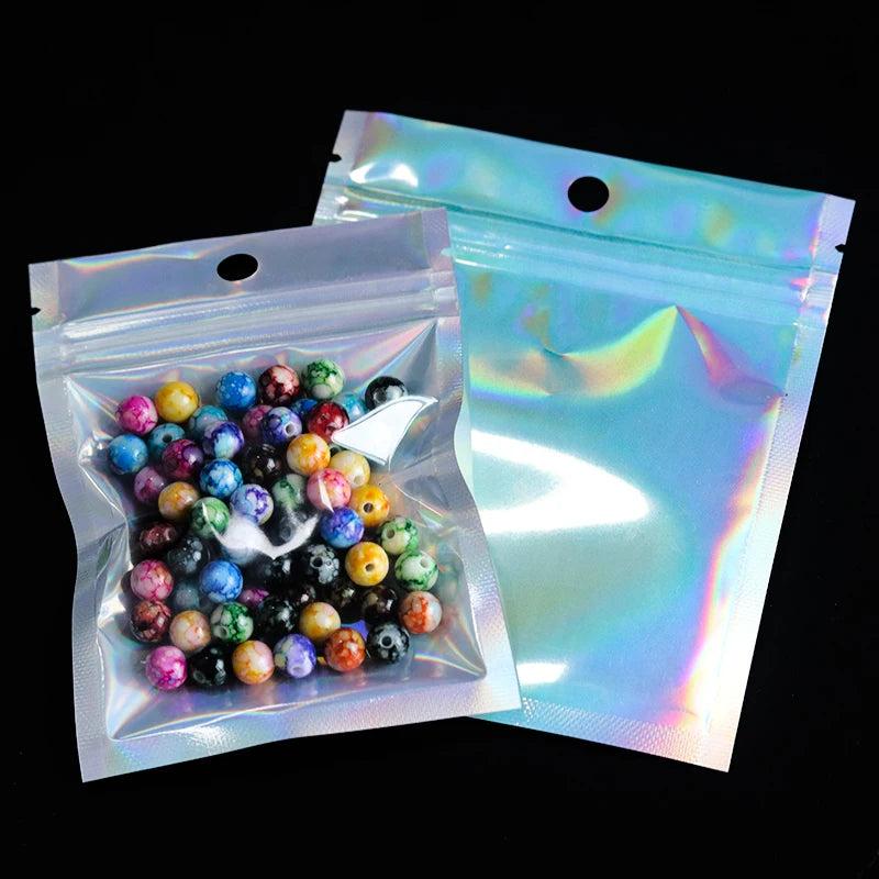 10-50Pcs Zip Lock Aluminum Foil Bags Resealable Laser Packaging Pouches