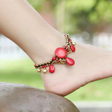 Bohemia Style Semi-precious Stone Anklet Hand-woven Elephant Vacation