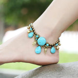 Bohemia Style Semi-precious Stone Anklet Hand-woven Elephant Vacation
