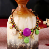 Bohemia Style Semi-precious Stone Anklet Hand-woven Elephant Vacation