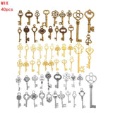 Antique Silver Charms Mix Key Crown Moon Snowflake Pendants for Jewelry Making