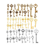 Antique Silver Charms Mix Key Crown Moon Snowflake Pendants for Jewelry Making