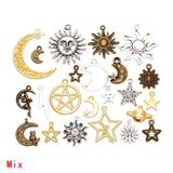 Antique Silver Charms Mix Key Crown Moon Snowflake Pendants for Jewelry Making