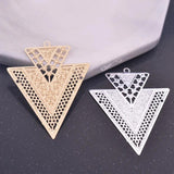 6pcs Big Silver Plated Triangle Charm Pendant Earring 32*40mm