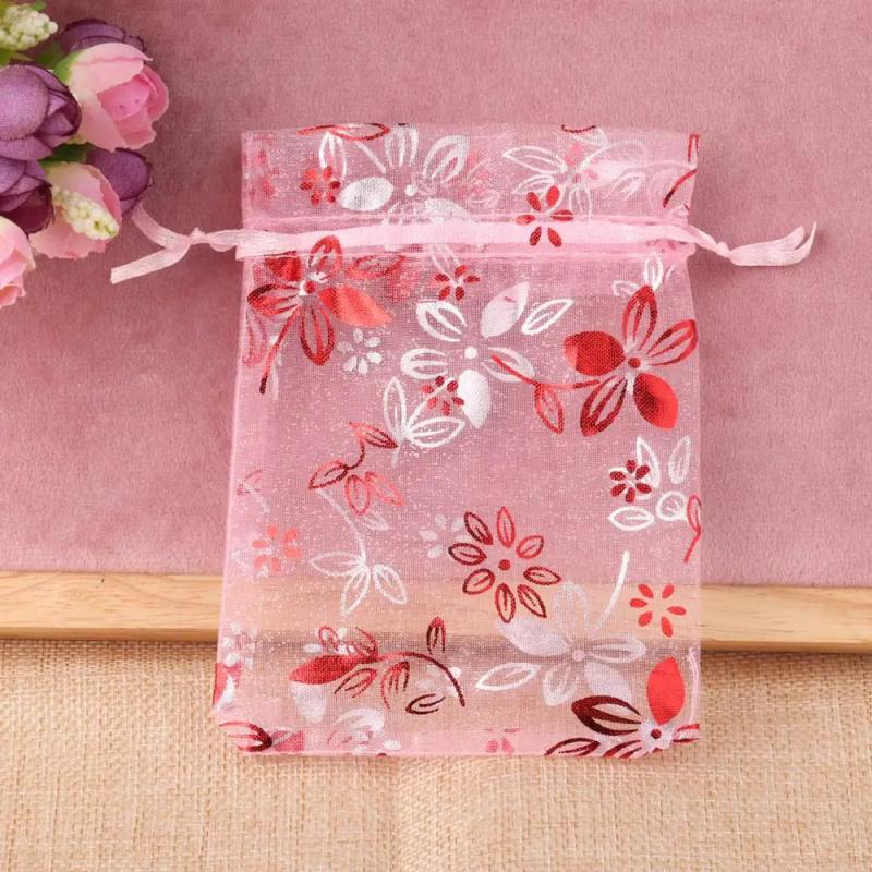 10pcs/lot Organza Gift Bag Bauhinia Wedding Candy Bags Jewelry Packing Drawstrin