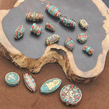 1Pc/5Pcs Nepal Red Coral Tibetan Beads Antique Golden For Jewelry Making