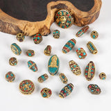 1Pc/5Pcs Nepal Red Coral Tibetan Beads Antique Golden For Jewelry Making