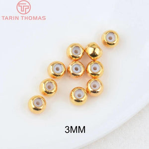 20PCS 3-6MM 24K Plated Brass Rubber Beads DIY Jewelry Findings