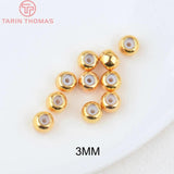 20PCS 3-6MM 24K Plated Brass Rubber Beads DIY Jewelry Findings