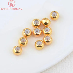 20PCS 3-6MM 24K Plated Brass Rubber Beads DIY Jewelry Findings