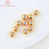 20PCS 3-6MM 24K Plated Brass Rubber Beads DIY Jewelry Findings