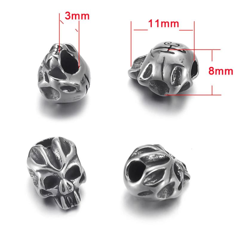 4pcs Stainless Steel Skull Beads Spacer Charms for Bracelets DIY