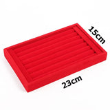 Red Velvet Jewelry Storage Box Earring Ring Bracelet Holder Organizer