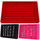 Red Velvet Jewelry Storage Box Earring Ring Bracelet Holder Organizer