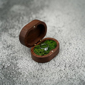 Wooden Ring Box Jewelry Holder Velvet Pillow Display Case