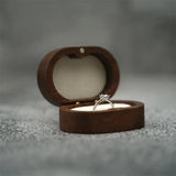 Wooden Ring Box Jewelry Holder Velvet Pillow Display Case