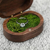 Wooden Ring Box Jewelry Holder Velvet Pillow Display Case